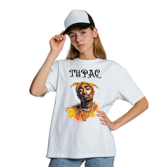Tupac Unisex Organic White Tshirt